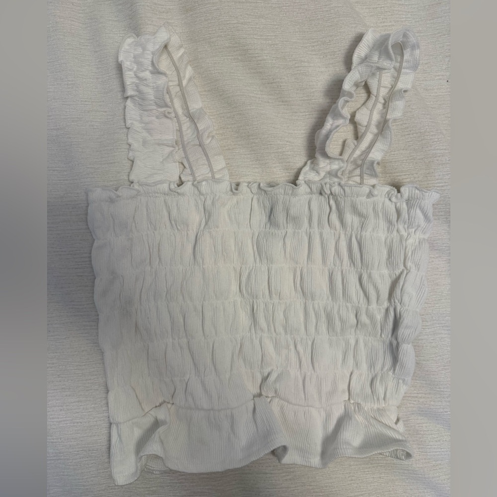 H&M White Ruffled Tank Top